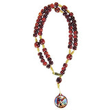 Saint Michael Cherry Wooden Beads Rosary Bracelet with Wood Medallion